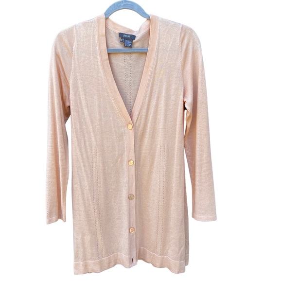 Light pink silk Per Se cardigan - Picture 3 of 5